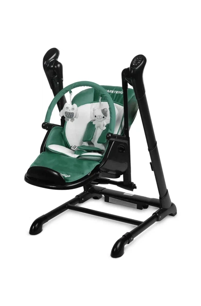 Крісло-гойдалка + стільчик для годування Caretero INDIGO Black Green - зображення 3