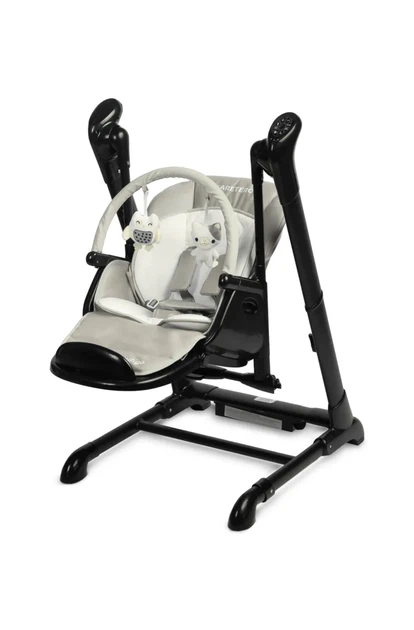 Крісло-гойдалка + стільчик для годування Caretero INDIGO Black Grey - зображення 3