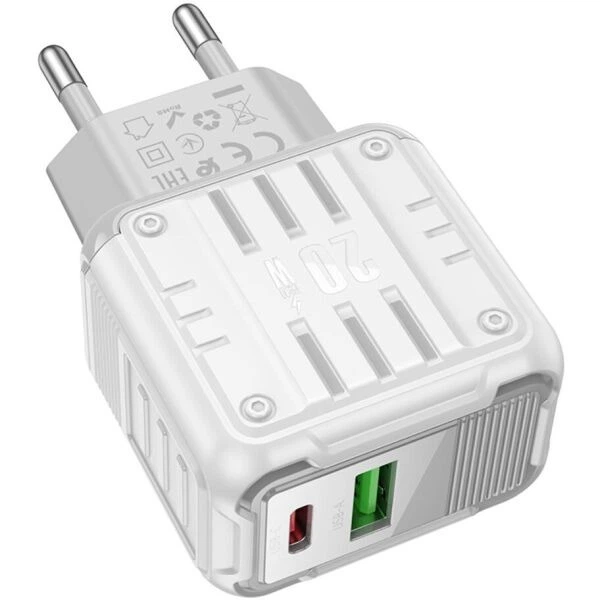 Сетевое зарядное устройство Hoco C135A Rock QC3.0 (20W) - White - изображение 2