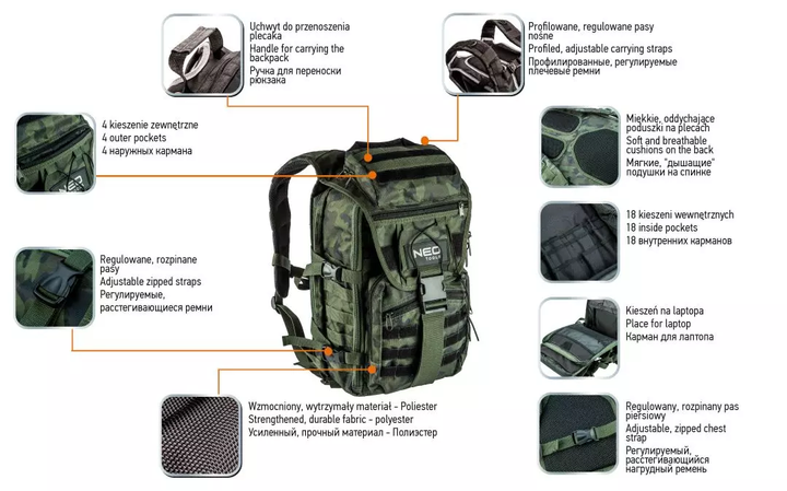 Plecak taktyczny NEO Tools 30 l 84-321 (5907558444155) - obraz 15