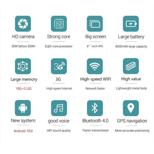 Планшет Mediatek 8 дюймів Android 10 12ГБ 640ГБ 3G GPS WiFi - изображение 10