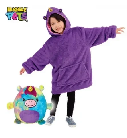 Детский плед с рукавами и капюшоном Huggle Pets Hoodie RD-07 140см Фиолетовый - изображение 2