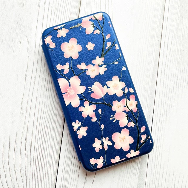 Чехол-книжка с рисунком для Samsung Galaxy A24 (A245) Синий :: Цветущая сакура (принт 282) - Фото 2 Чехол-книжка с рисунком для Samsung Galaxy A24 (A245) Синий :: Цветущая сакура (принт 282) - изображение 2