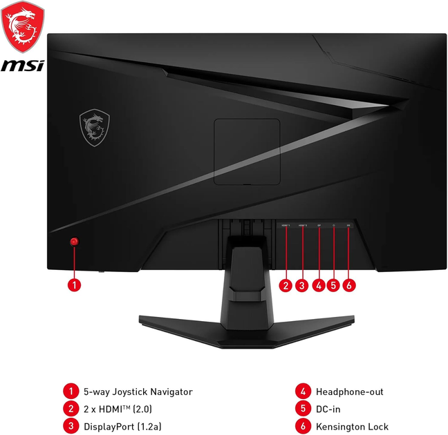 Монітор 25" MSI MAG 256F -- FullHD / Rapid IPS 180Hz / 1ms (GtG) / 8-Bit + FRC / DCI-P3 96% / Adaptive-Sync / HDMI 2.0 - зображення 5