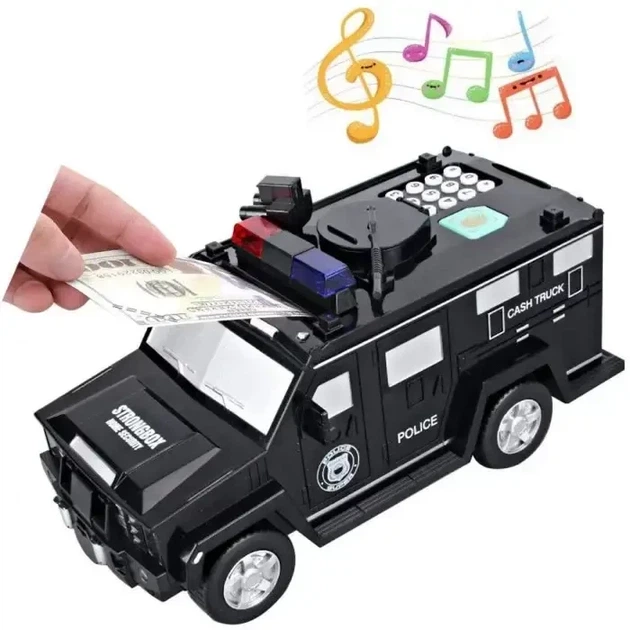 Електронна скарбничка-сейф Машина поліції Hummer CASH TRUCK 143 з кодовим замком - Фото 1 Електронна скарбничка-сейф Машина поліції Hummer CASH TRUCK 143 з кодовим замком - зображення 1