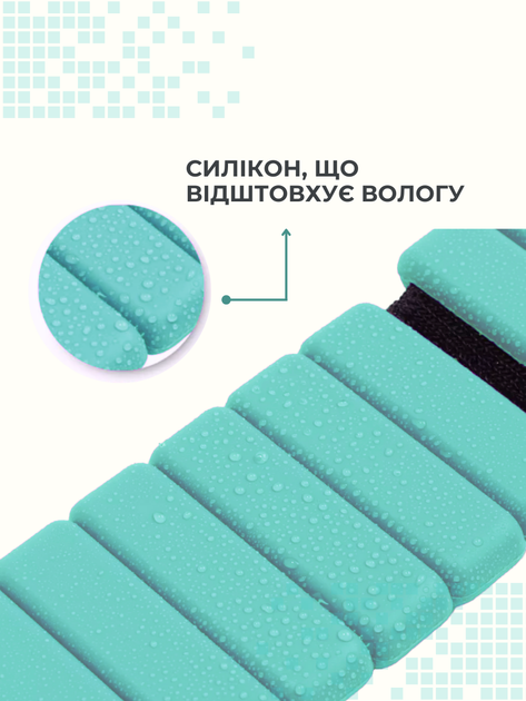 Обтяжувачі браслети (500 гр) обтяжувачі для рук та ніг з силіконовим покриттям бірюзові FI-0709 - зображення 4