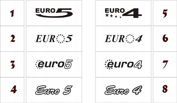 Наклейка на Авто / Грузовики / Фуры / Стекло / Кузов " Euro 6 - Euro 5 логотип " 2шт черный цвет - изображение 5