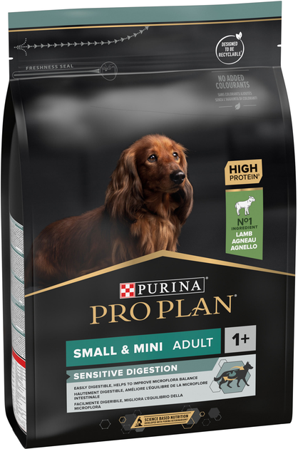 Sucha karma Purina PRO PLAN Small&Mini Adult 1+ Sensitive Digestion dla dorosłych psów małych ras z wrażliwym trawieniem, z jagnięciną 3 kg (7613036611268) - obraz 2