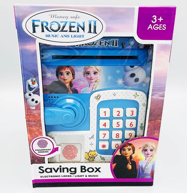 Электронная копилка сейф с отпечатком пальца и кодовым замком Money Safe WF-3002 Frozen синяя (D-2019091968) - изображение 6