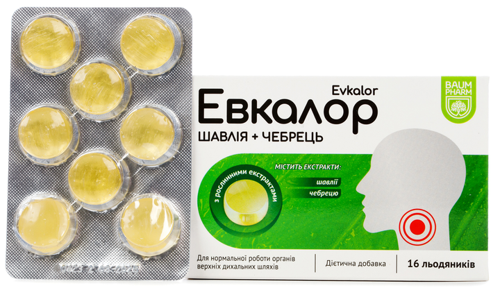 Евкалор льодяники від від болю в горлі Baum Pharm Шавлія-чебрець №16 (4820254521214) - зображення 2