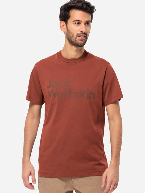 Футболка бавовняна довга чоловіча Jack Wolfskin Essential Logo T M 1809591-2503 2XL Темно-помаранчева (4064993863215) - зображення 1