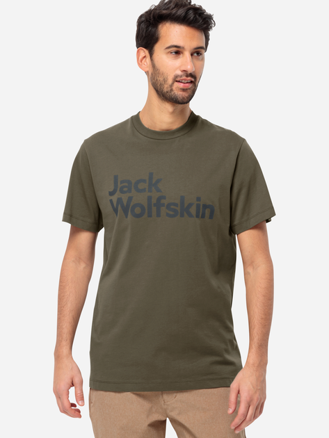 Koszulka męska Jack Wolfskin Essential Logo T M 1809591-4341 M Ciemnozielona (4064993863185) - obraz 1