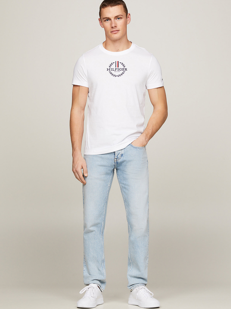 Футболка бавовняна чоловіча Tommy Hilfiger MW0MW34388-YBR S Біла (8720646487349) - зображення 3