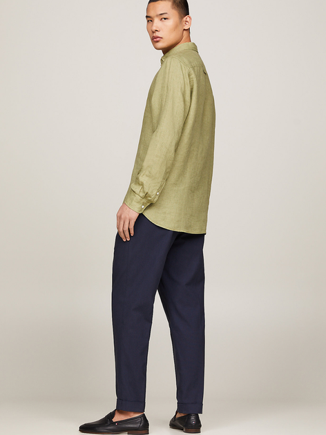 Koszula męska lniana Tommy Hilfiger MW0MW34602-L9F M Oliwkowa (8720646635733) - obraz 4