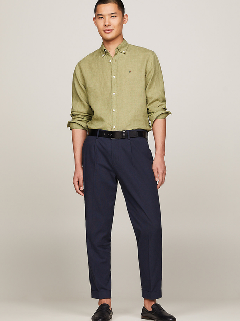 Koszula męska lniana Tommy Hilfiger MW0MW34602-L9F L Oliwkowa (8720646635917) - obraz 3