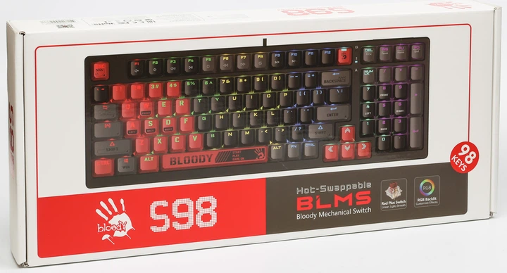 Клавіатура дротова A4Tech S98 Bloody BLMS USB Sports Red