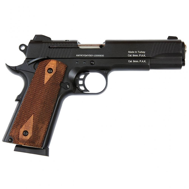 Стартовий сигнальний пістолет KUZEY 911#1 Black/Brown Wooden Grips + магазин - зображення 2