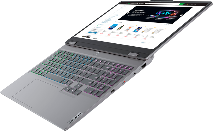 Ноутбук Lenovo LOQ 15IRX9 (83DV00KERA) Luna Grey / 15.6" IPS Full HD 144 Гц / Intel Core i7-13650HX / nVidia GeForce RTX 4060, 8 ГБ / RAM 16 ГБ / SSD 1 ТБ / 4-Zone RGB - зображення 8