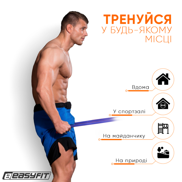 Гумова петля-еспандер Easyfit Origin 50-110 кг резинка для підтягувань, фітнесу і тренувань EF-1881-BL Синя (56002830) - зображення 2