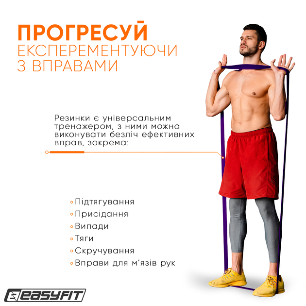 Гумова петля-еспандер Easyfit Origin 15-45 кг резинка для підтягувань, фітнесу і тренувань EF-2654-4 Фіолетова (56102668) - зображення 3