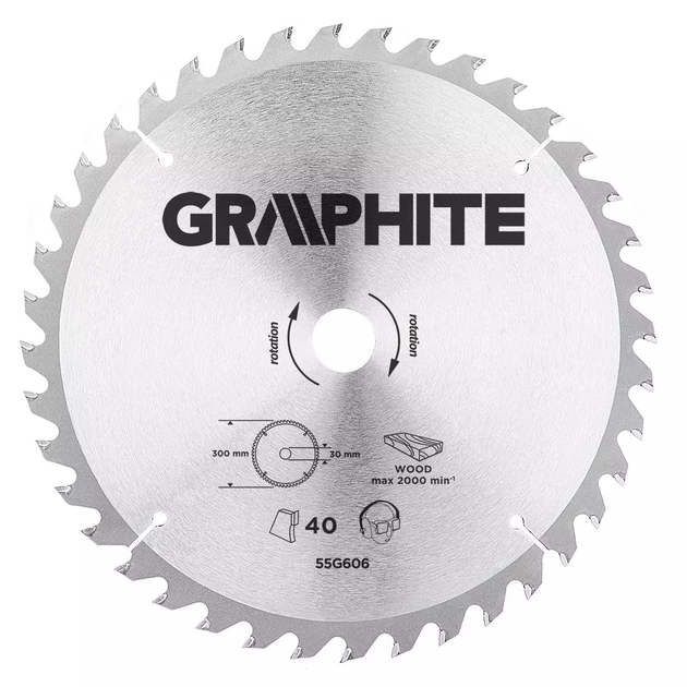 Диск для пилки Graphite 300 x 30 мм 55H606 (5902062997531) - зображення 1