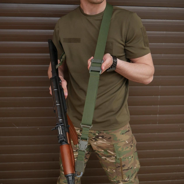 Двухточечный ремень олива Kiborg Gun Sling G-2 с пряжкой быстрой регулировки Triple- X - изображение 8