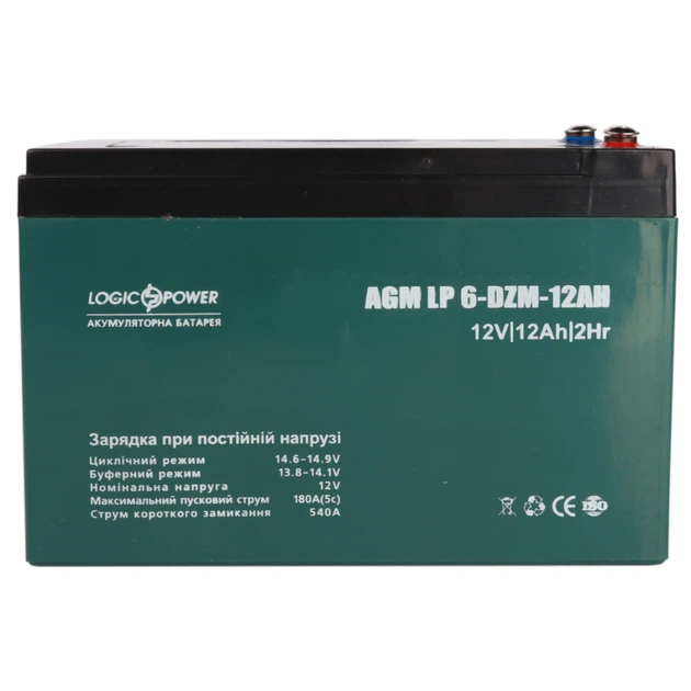 Батарея до ДБЖ LogicPower 12V 12Ah LP-6-DZM-12 (9172) - Фото 2 Батарея до ДБЖ LogicPower 12V 12Ah LP-6-DZM-12 (9172) - зображення 2