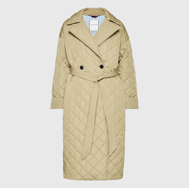 Пальто осіннє довге стьобане жіноче Tommy Hilfiger THWW0WW35090AEG XS/S Бежеве (8720117610078) - зображення 7