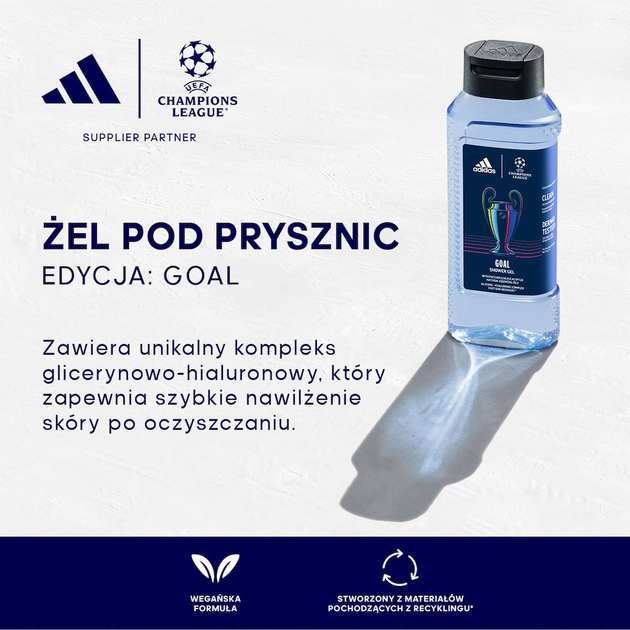 Парфумований гель для душу для чоловіків Adidas Uefa Champions League Goal Edition 400 мл (3616305266293) - зображення 3