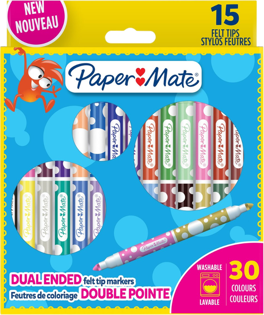 Flamastry Paper Mate dwustronne 30 kolorów 15 szt (3026981808043) - obraz 1