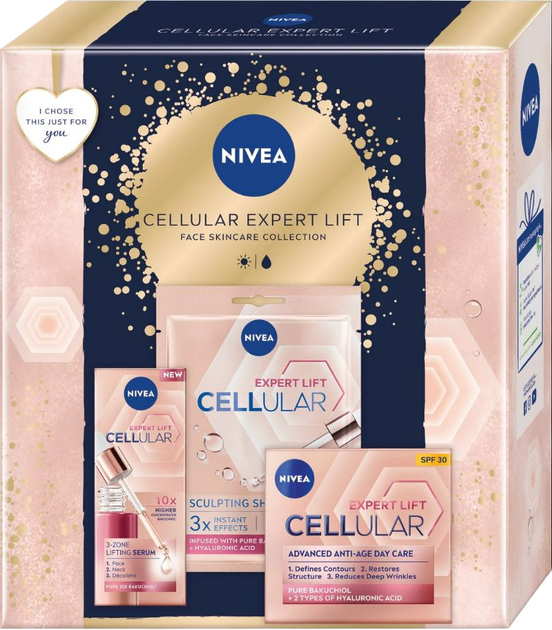 Zestaw do pielęgnacji twarzy Nivea Cellular Expert Lift Serum 30 ml + Krem na dzień 50 ml + Maska w płachcie 1 szt. (9005800382920) - obraz 1