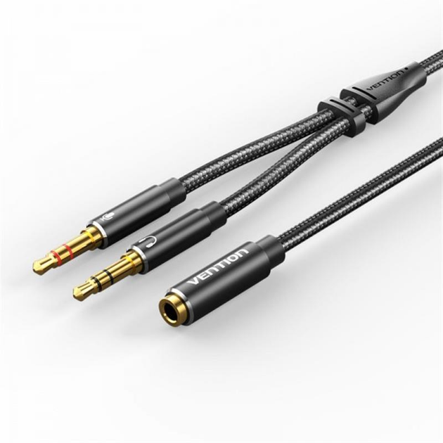 Photos - Cable (video, audio, USB) Vention Кабель  3.5 мм - 2х3.5 мм (F/M), 0.3 м, Black  (BHFBY)