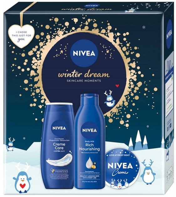 Zestaw kosmetyków do pielęgnacji ciała Nivea Winter Dream Żel pod prysznic 250 ml + Krem uniwersalny 100 ml + Mleczko do ciała 250 ml (9005800382906) - obraz 1