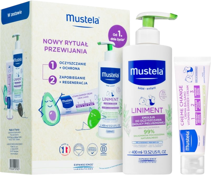 Zestaw kremów Mustela 123 dla dzieci Liniment 400 ml + Krem do przewijania 50 ml (5903240597963) - obraz 1