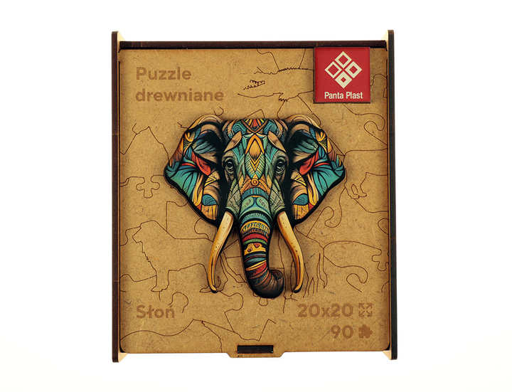 Puzzle drewniane Panta Plast Słoń 20 x 20 cm 90 elementów (5902156066013) - obraz 1