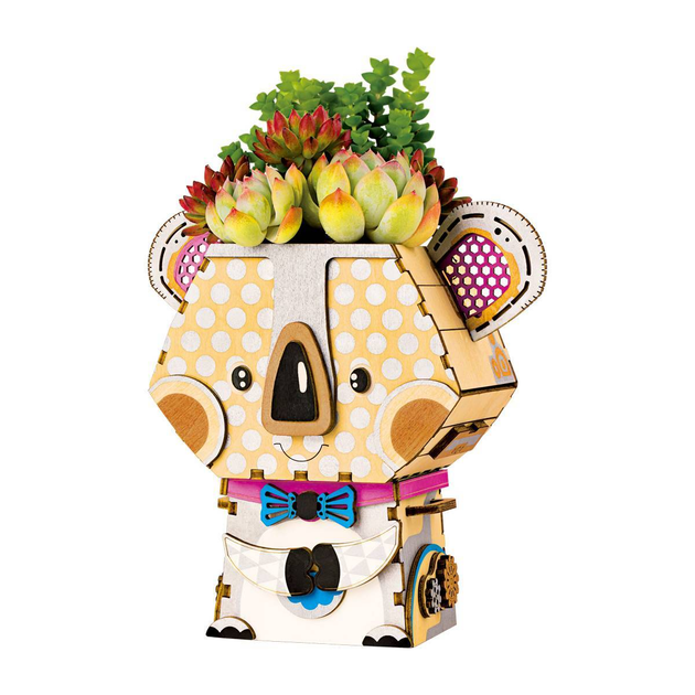 3D Puzzle drewniane Robotime Rolif Doniczka Koala 13.9 x 7.8 x 13.7 cm 65 elementów (6946785179712) - obraz 3