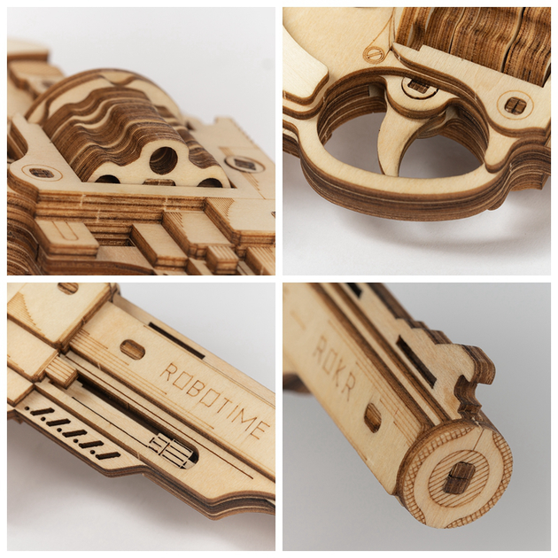 3D Puzzle drewniane Robotime Rokr Pistolet M60 23.8 x 11.8 x 14 cm 102 elementy (6946785110234) - obraz 7