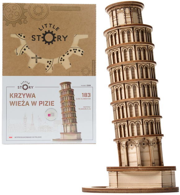 3D Puzzle drewniane Little Story Krzywa Wieża w Pizie 10.5 x 8 x 20.5 cm 183 elementy (5905982170039) - obraz 1