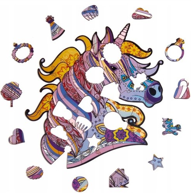 Puzzle drewniane PuzzleOK Bajeczny jednorożec 21 x 29.7 cm 63 elementy (4821993007076) - obraz 3