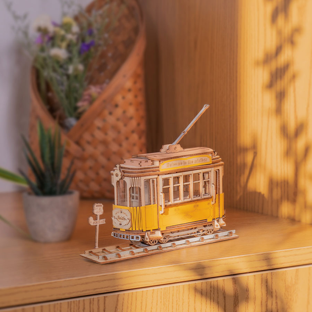 3D Puzzle drewniane Robotime Rolif Tramwaj 18 x 5.8 x 14 cm 145 elementów (6946785115376) - obraz 5