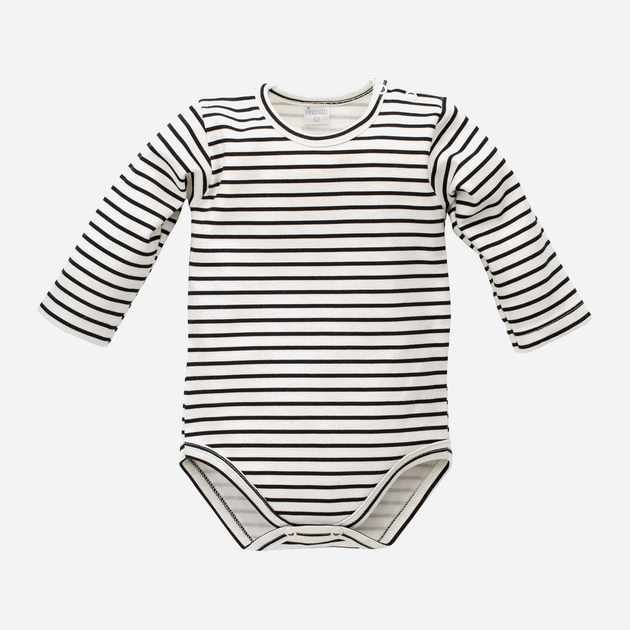 Дитяче боді Pinokio Happy Day Longsleeve Bodysuit Stripped 68 см Білий/Чорний (5901033218217) - зображення 1