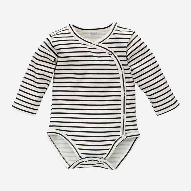 Дитяче боді Pinokio Happy Day Buttoned Longsleeve Bodysuit Stripped 62 см Білий/Чорний (5901033218347) - зображення 1