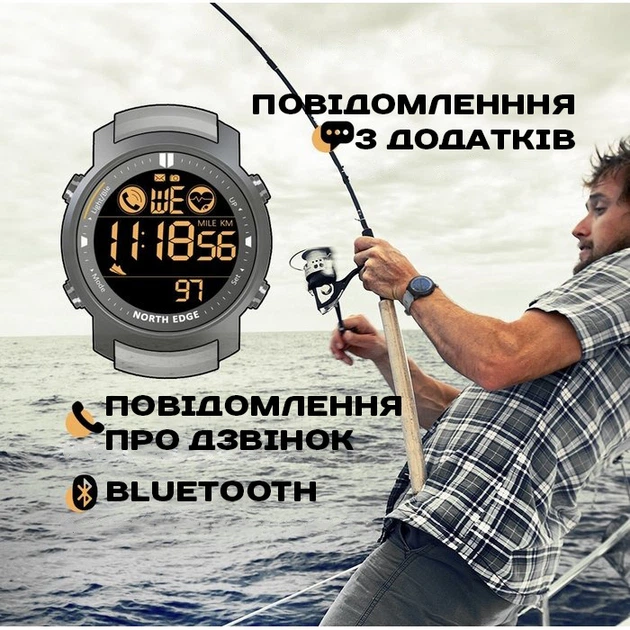 Чоловічий годинник North Edge Laker Pro Black 5BAR - Фото 9 Чоловічий годинник North Edge Laker Pro Black 5BAR - зображення 9