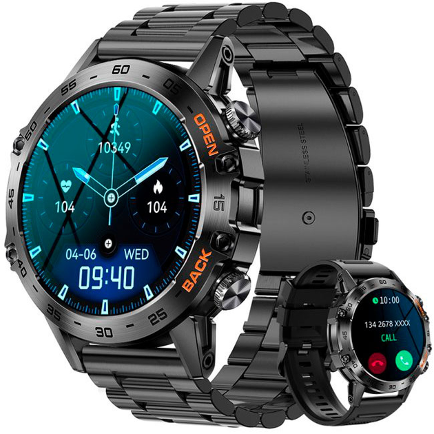 Мужские часы Uwatch Melanda Smart Delta K52 Pro Black, 2 ремешка - изображение 1