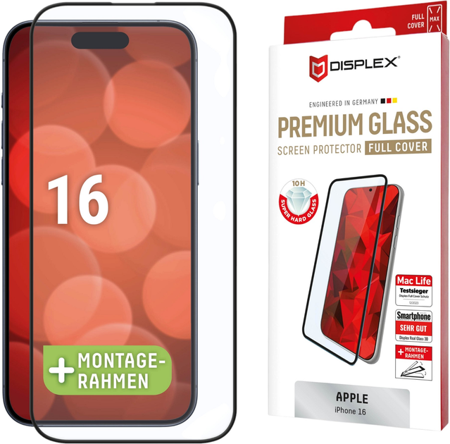 Захисне скло Displex Premium Glass FC для Apple iPhone 16 (4028778124038) - зображення 1