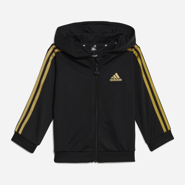 Дитячий спортивний костюм (толстовка + штани) для хлопчика adidas I 3S Shiny TS HR5874 74 см Чорний/Золотистий (4066748145942) - зображення 2