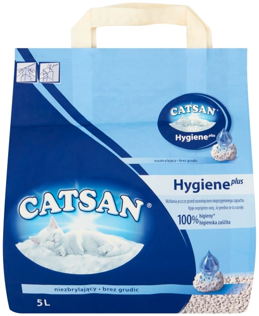 Наповнювач для котячого туалету Catsan Hygiene Plus мінеральний, поглинаючий 2.6 кг (5 л) (4008429054693) - зображення 1