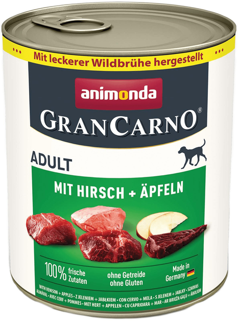 Karma mokra dla psów Animonda GranCarno Adult Deer with Apple z jeleniem i jabłkiem 800 g (4017721824842) - obraz 1