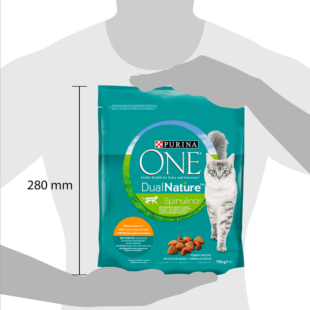 Сухий корм для кішок Purina ONE Adult Dual Nature Spirulina з куркою 750 г (7613036257633) - зображення 3