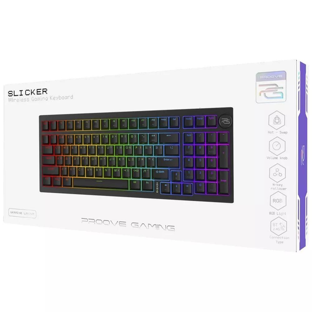 Ігрова бездротова клавіатура з підсвічуванням Proove Gaming Slicker механічна (Ukraine Layout) Чорна - зображення 8